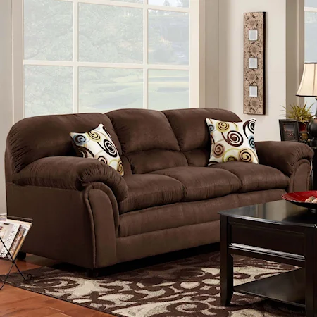 Casual Stationary Sofa with Pillow Top Armrests